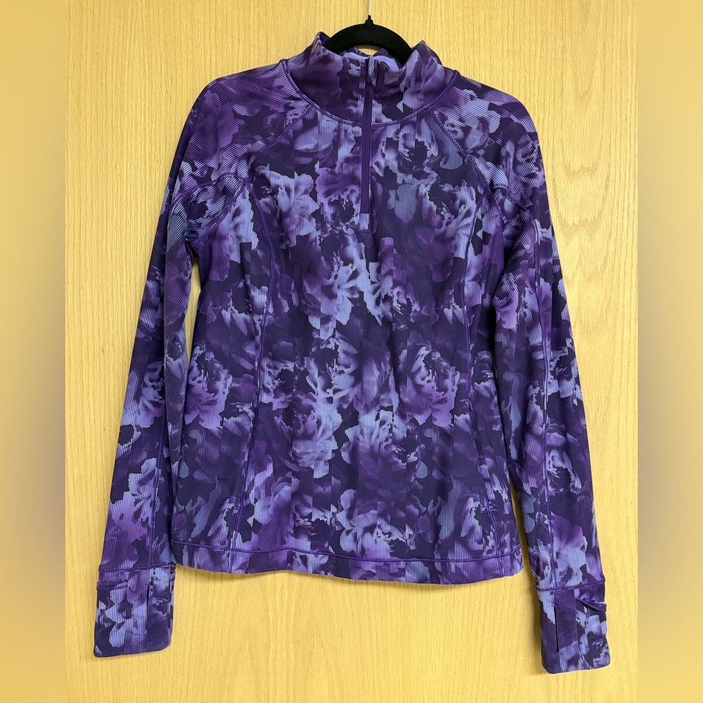 Athleta Purple floral Patterned Long Sleeve Top